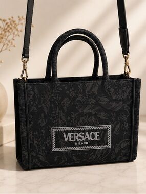 Versace Barocco baroque logo monogram book tote shoulder bag NEW